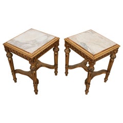 Pair of French 19th Century Louis XVI Giltwood Low Tables