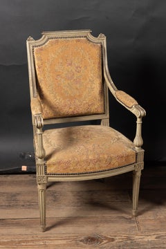 Paar französische handgeschnitzte Louis-XVI-Sessel des 19.