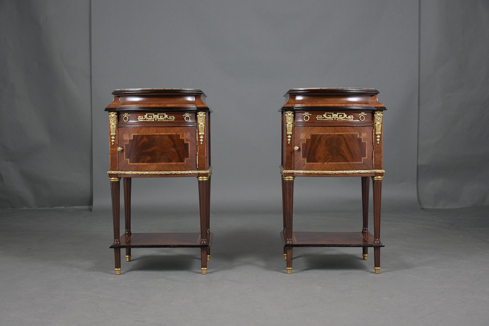 Stained Pair of French 19th Century Louis XVI Nightstands