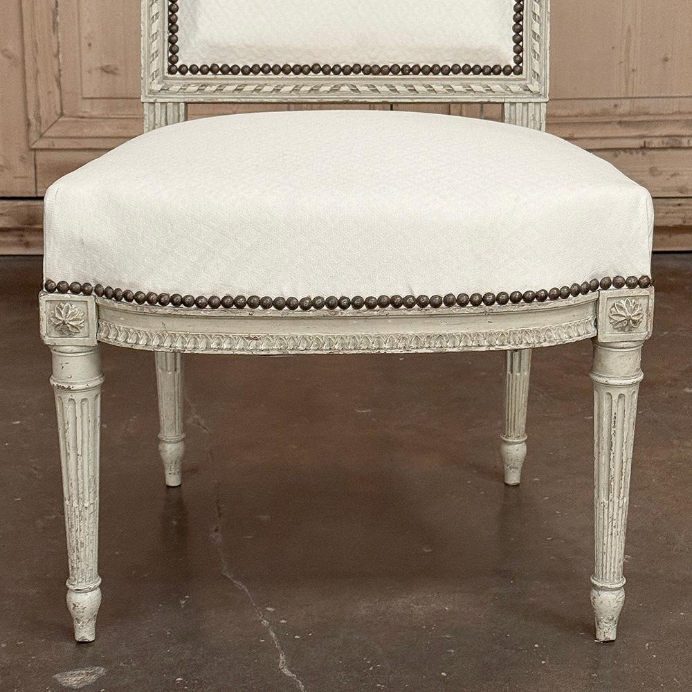 Pair of French 19th Century Louis XVI Painted Chairs For Sale at 1stDibs
