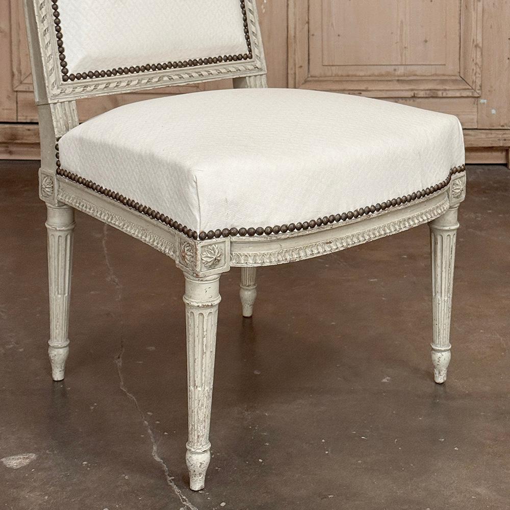Pair of French 19th Century Louis XVI Painted Chairs For Sale at 1stDibs