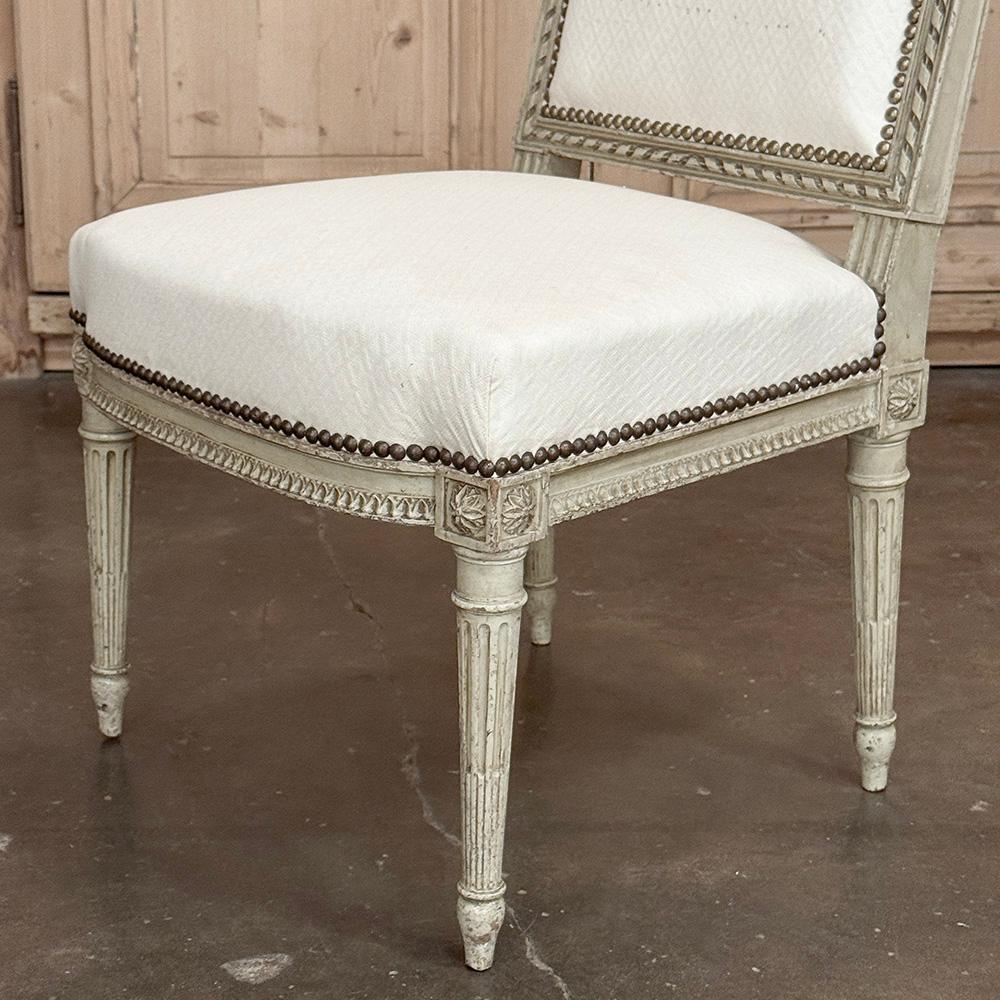 Pair of French 19th Century Louis XVI Painted Chairs For Sale at 1stDibs