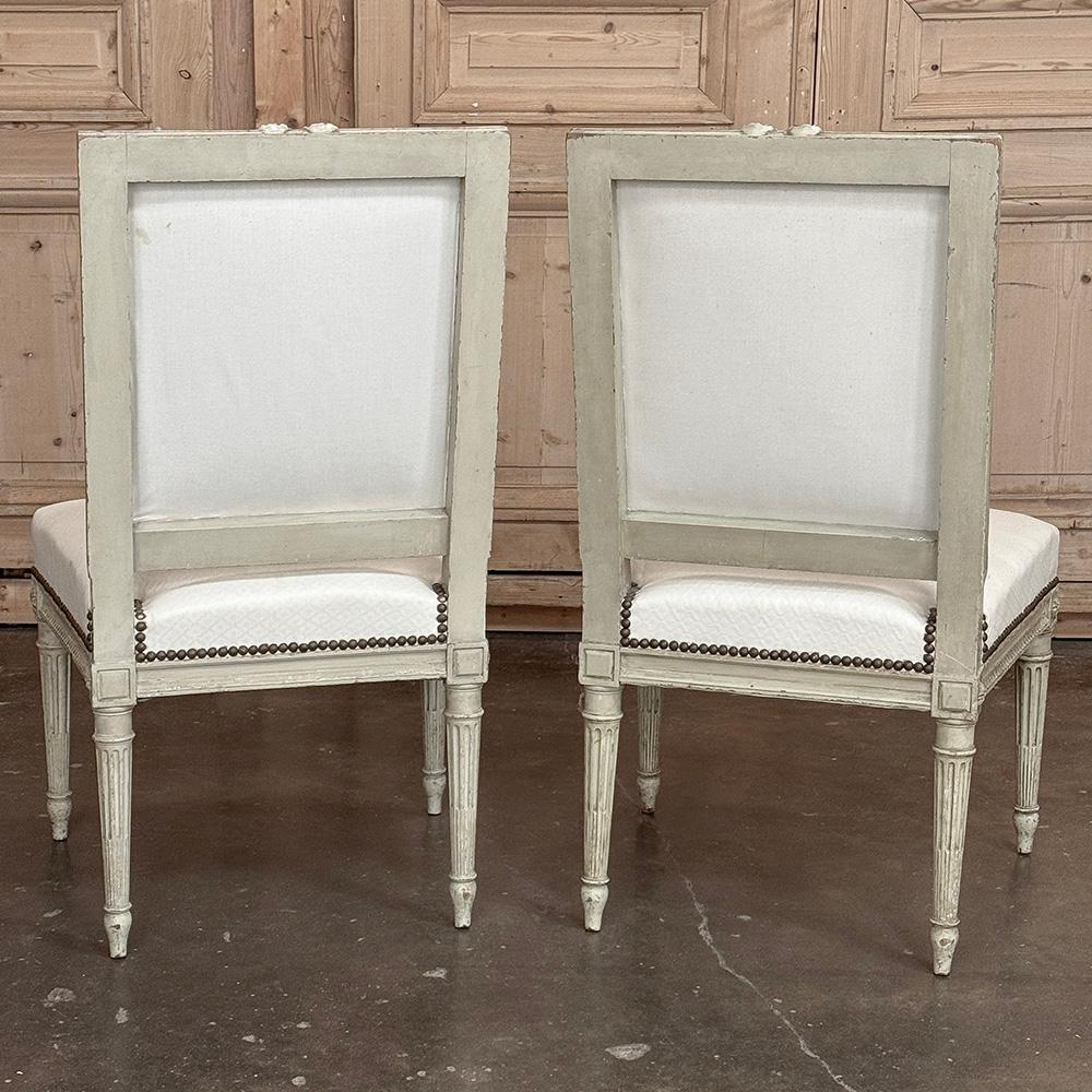 Pair of French 19th Century Louis XVI Painted Chairs For Sale at 1stDibs