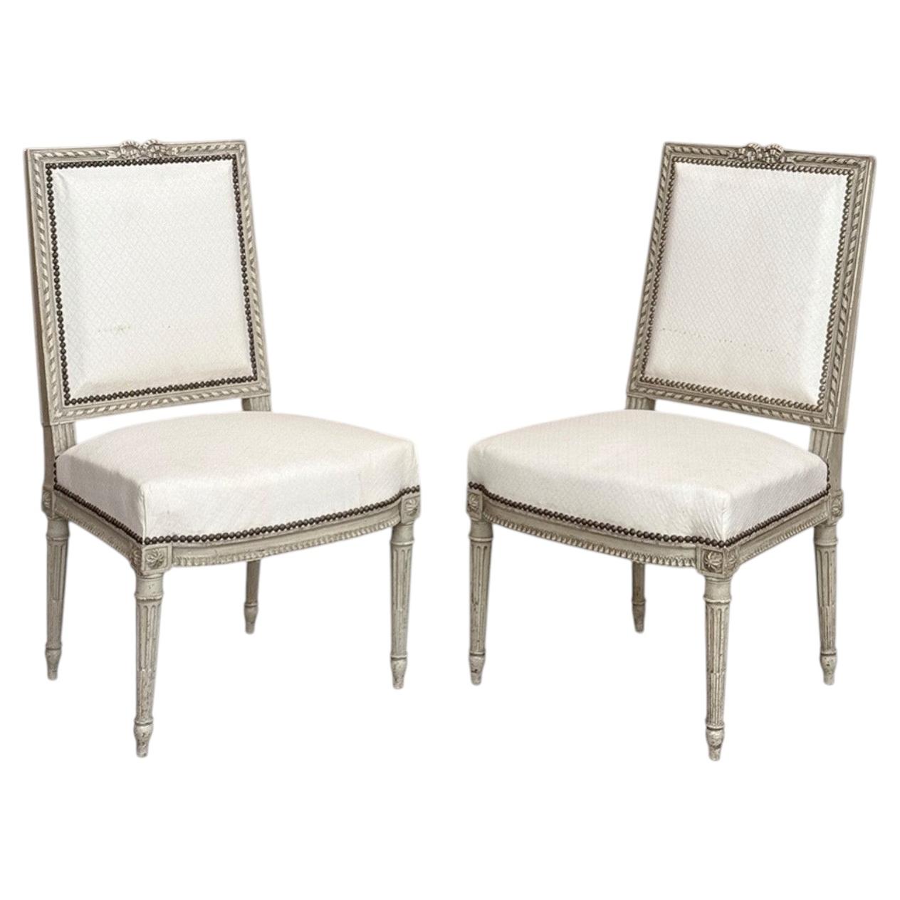 Pair of French 19th Century Louis XVI Painted Chairs