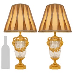 Paar französische Lampen aus Baccarat-Kristall und Ormolu im Stil Louis XVI des 19.