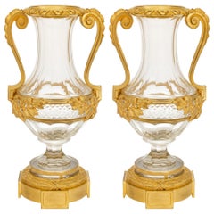 pair of French 19th century Louis XVI st. Baccarat Crystal and Ormolu vases