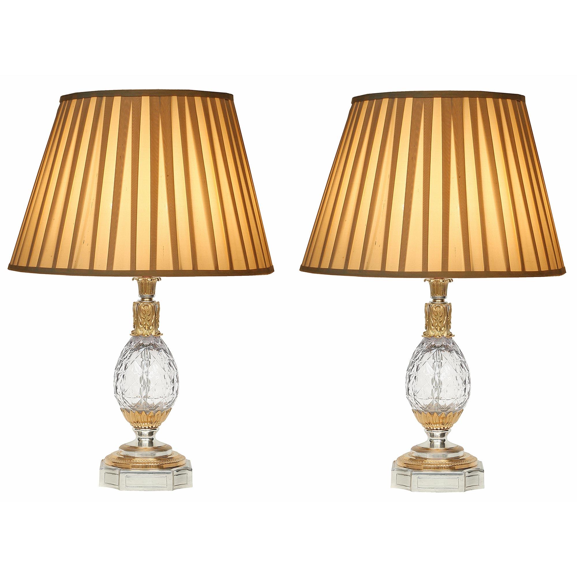 Pair of French 19th Century Louis XVI St. Baccarat Crystal Lamps For ...