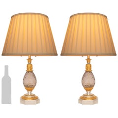 Paire de lampes françaises Louis XVI St. Baccarat en cristal du 19ème siècle