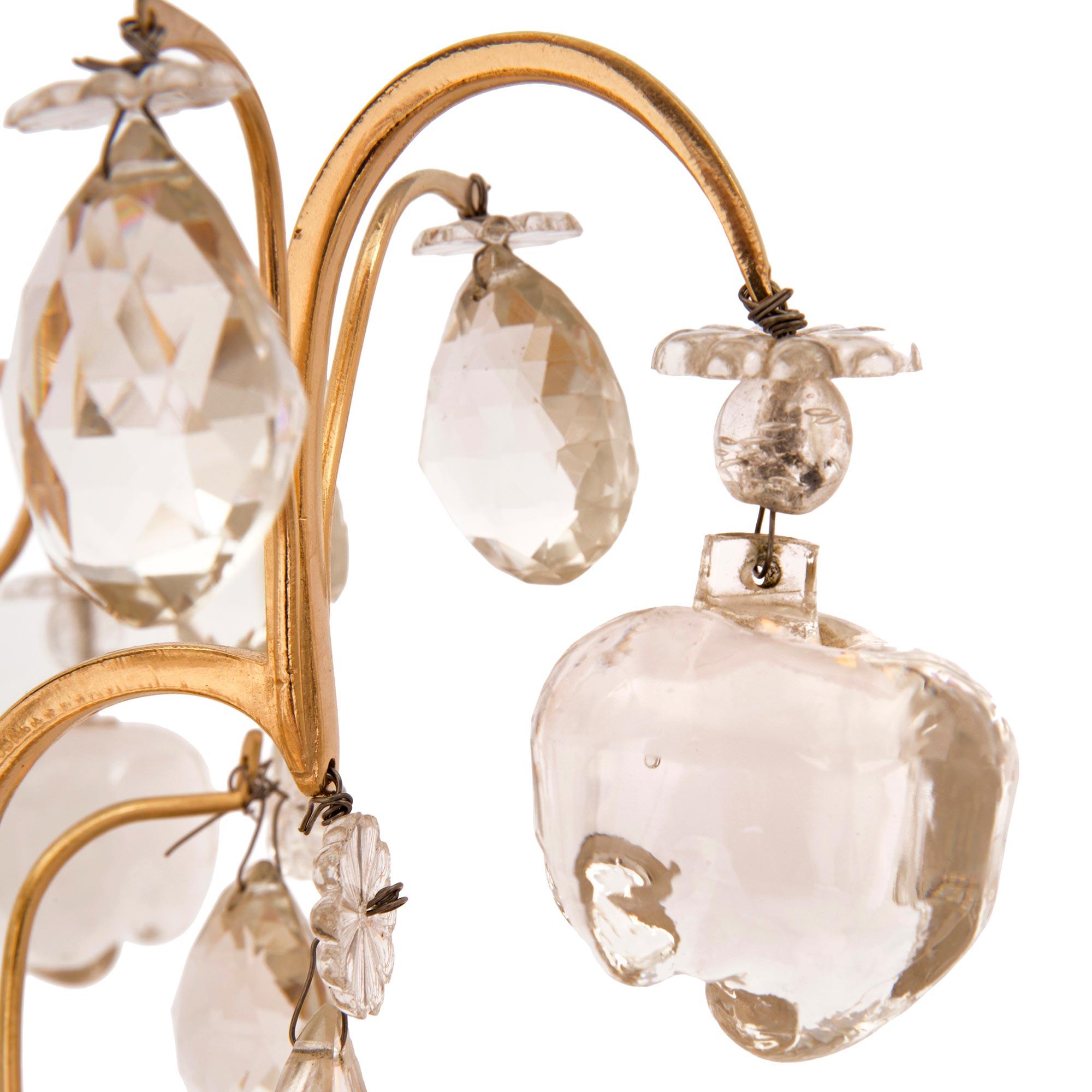 Crystal Pair of French 19th Century Louis XVI St. Belle Époque Period Girandole Lamps For Sale