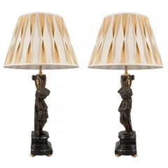 Pair of French 19th Century Louis XVI St. Belle Époque Period Lamps