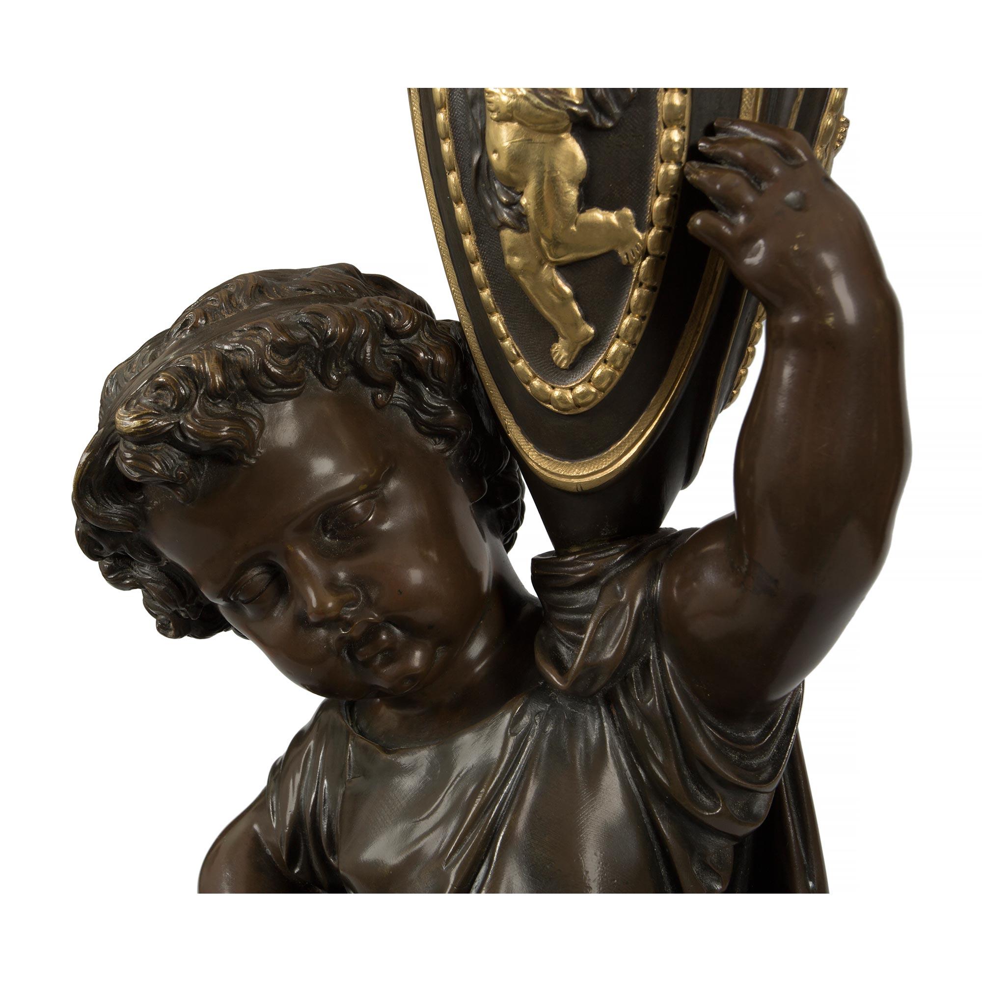 Bronze Paire de lampes françaises d'époque Louis XVI du 19ème siècle de style Belle Époque en vente