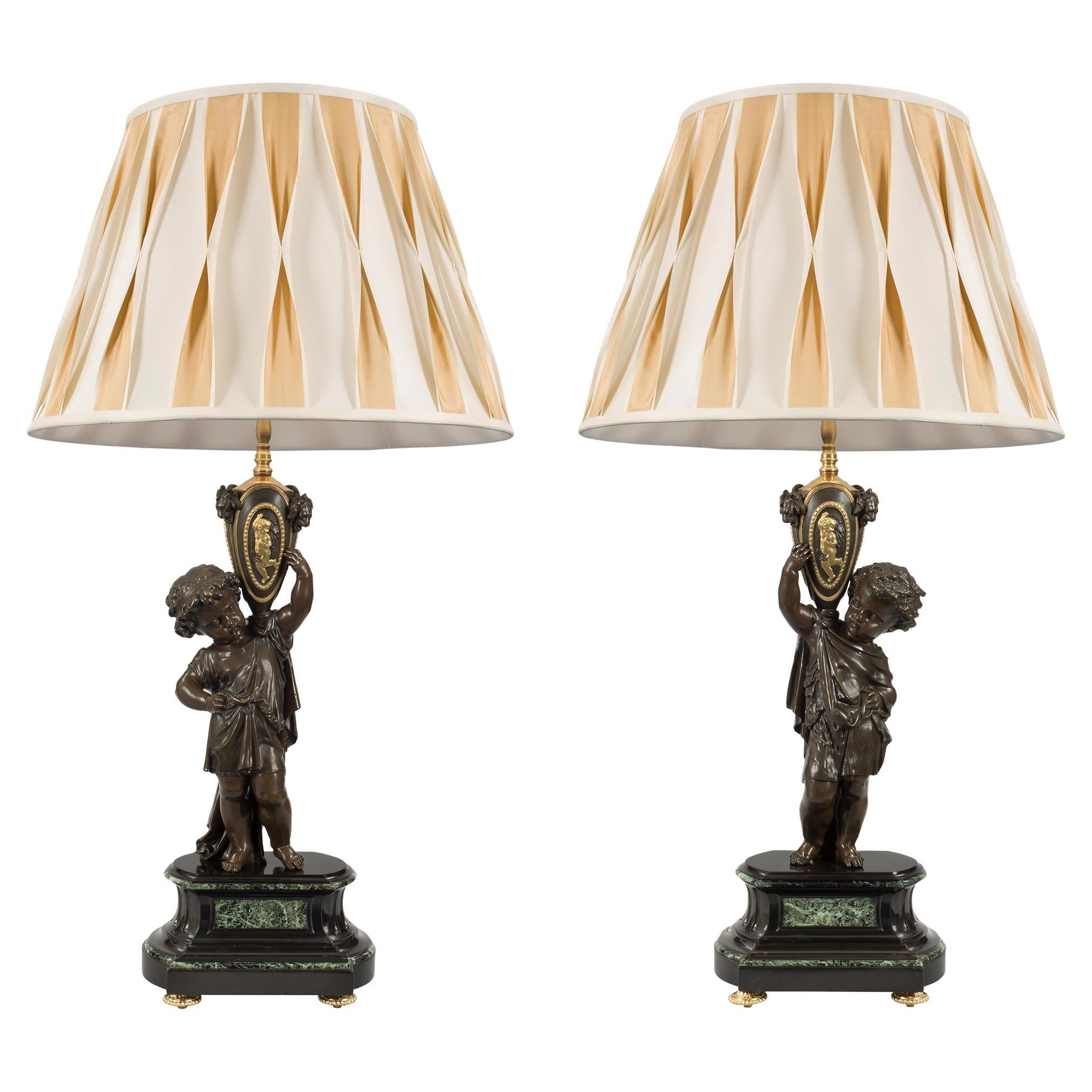 Pair of French 19th Century Louis XVI St. Belle Époque Period Lamps For Sale