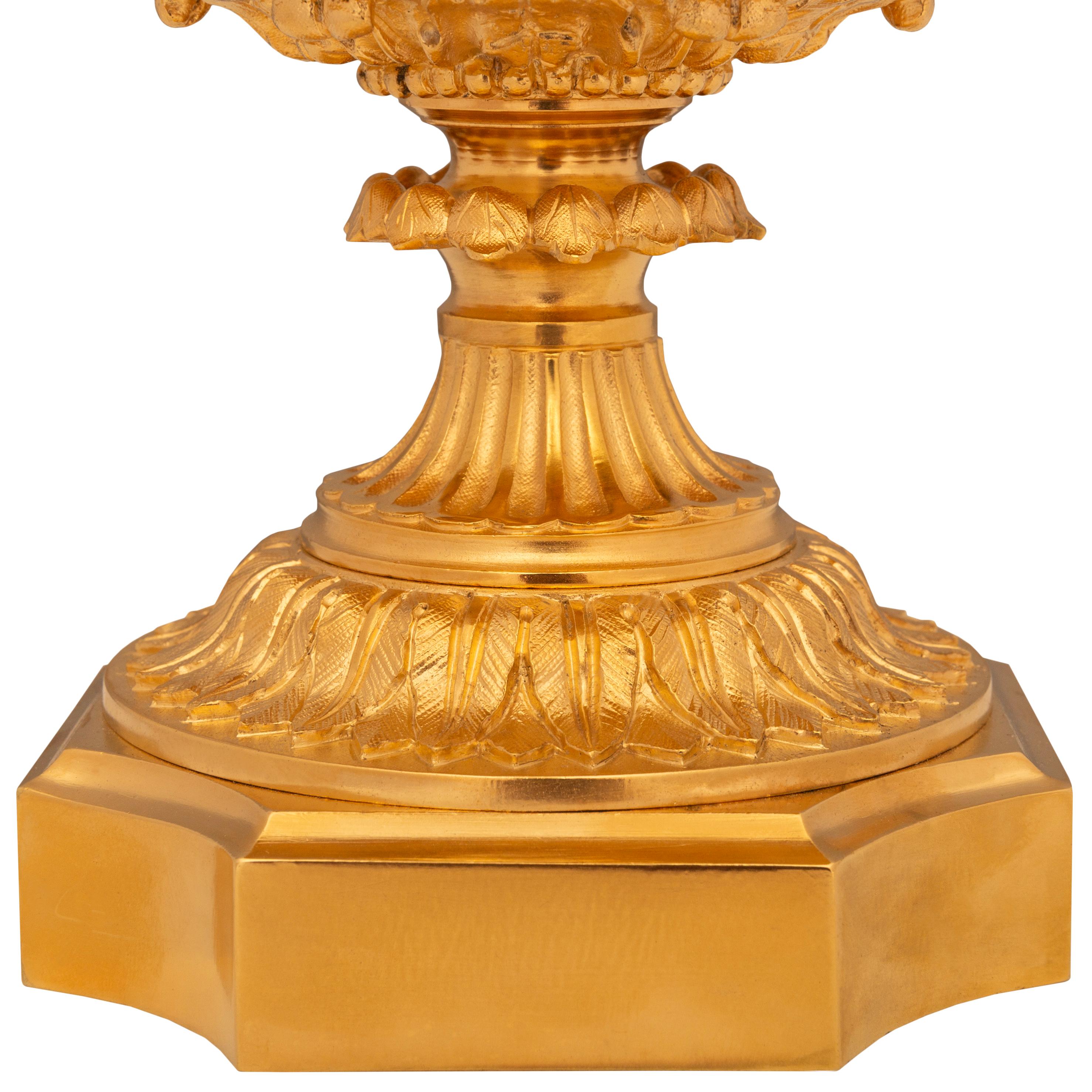 Pair of French 19th century Louis XVI st. blue Sévres Porcelain, Ormolu lamps For Sale 5