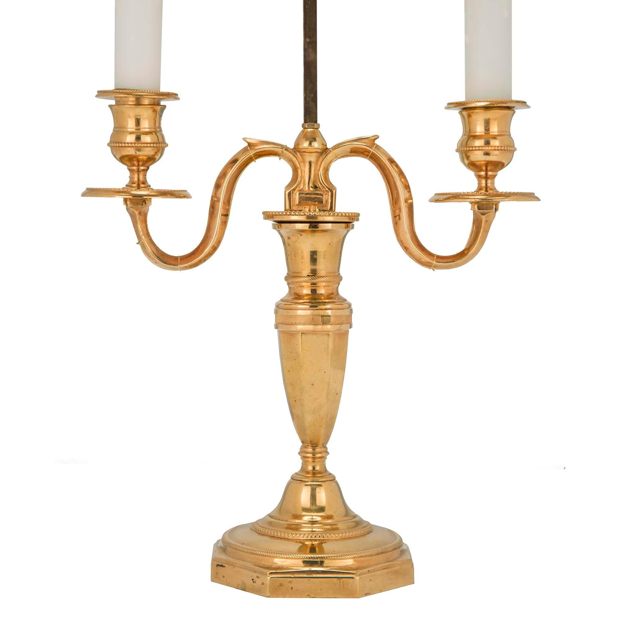 Pair of French 19th Century Louis XVI St. Bouillotte Lamps 1