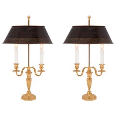 Pair of French 19th Century Louis XVI Style Bouillotte Lamps