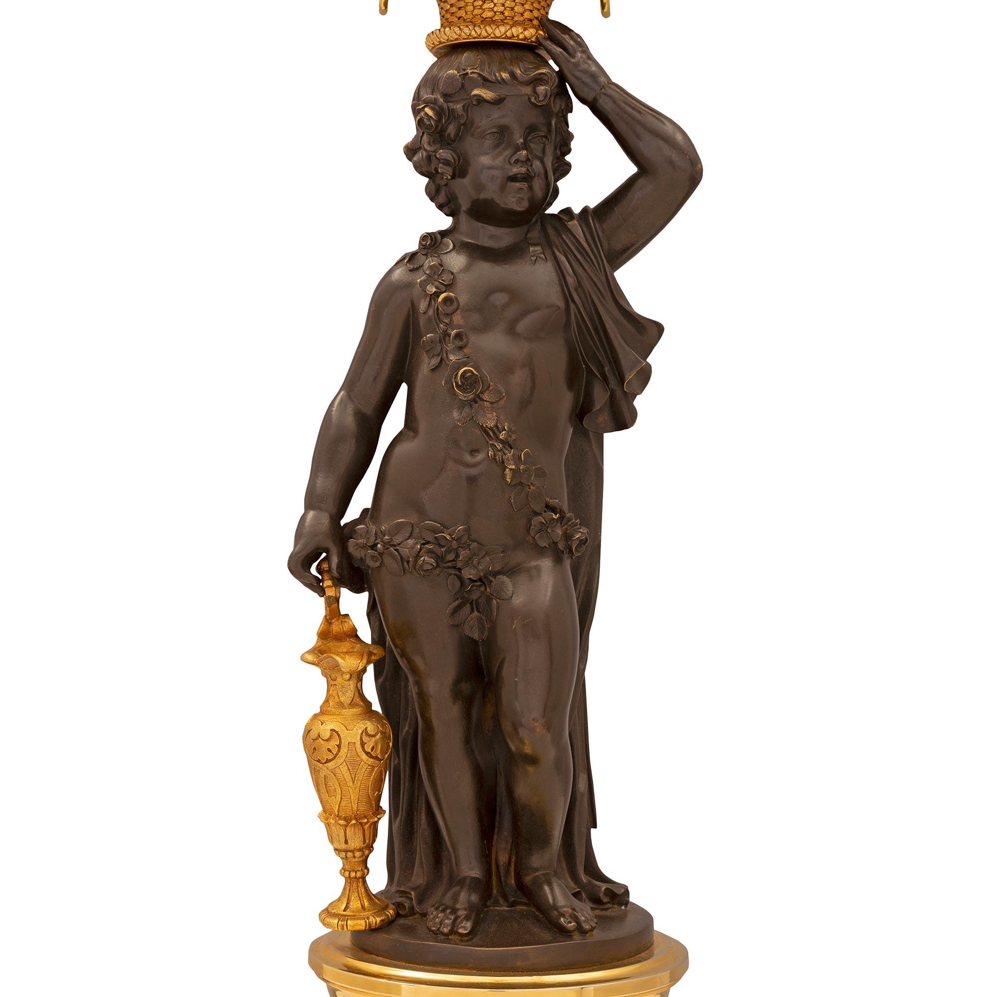 Pair of French 19th Century Louis XVI St. Bronze and Ormolu Candelabras For Sale 7