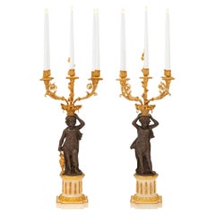 Pair of French 19th Century Louis XVI St. Bronze and Ormolu Candelabras
