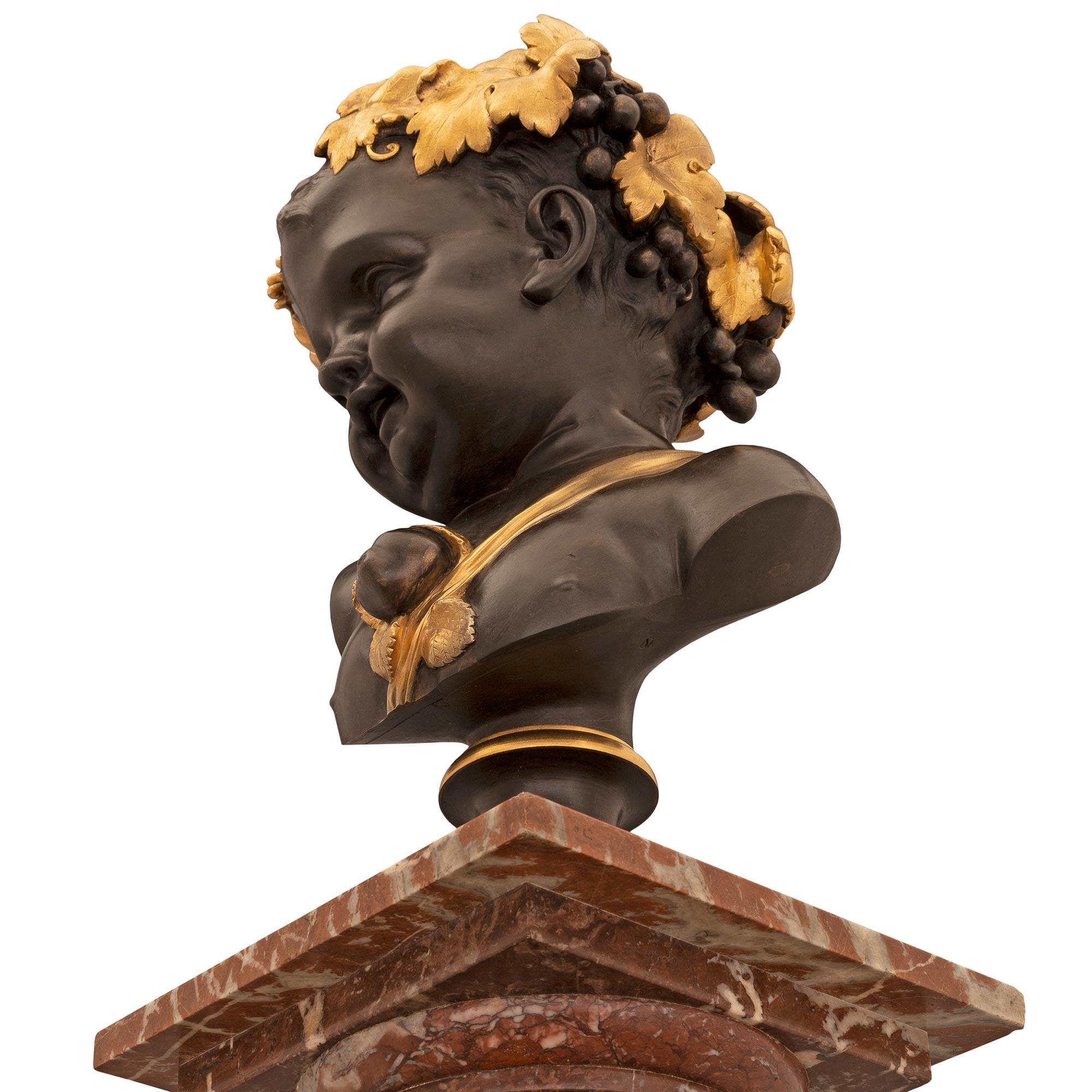 Pair of French 19th Century Louis XVI St. Bronze and Ormolu Cherub Busts In Good Condition For Sale In West Palm Beach, FL