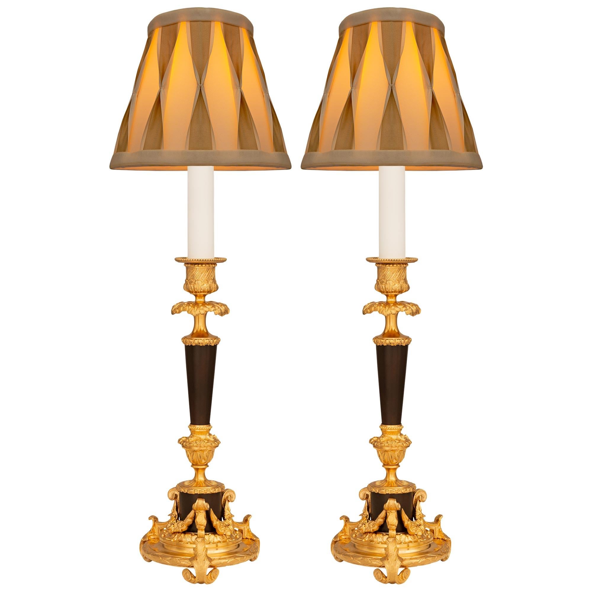 Pair Of French 19th Century Louis XVI St. Bronze And Ormolu Lamps 2