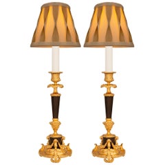 Pair Of French 19th Century Louis XVI St. Bronze And Ormolu Lamps