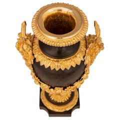 Coppia di vasi francesi del XIX secolo in bronzo e ormeggio di stile Luigi XVI