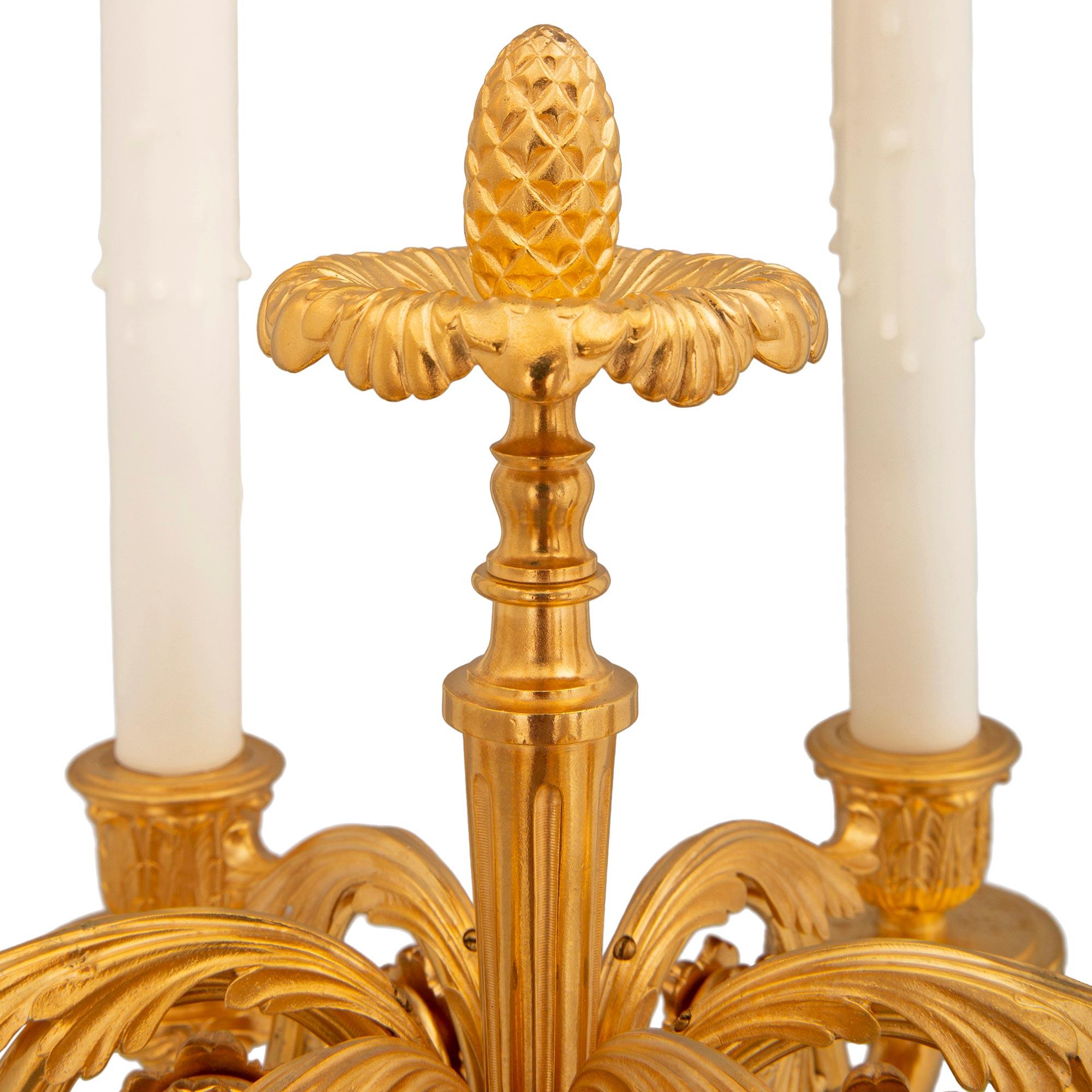 Pair of French 19th Century Louis XVI St. Bronze, Ormolu and Marble Lamps In Good Condition For Sale In West Palm Beach, FL