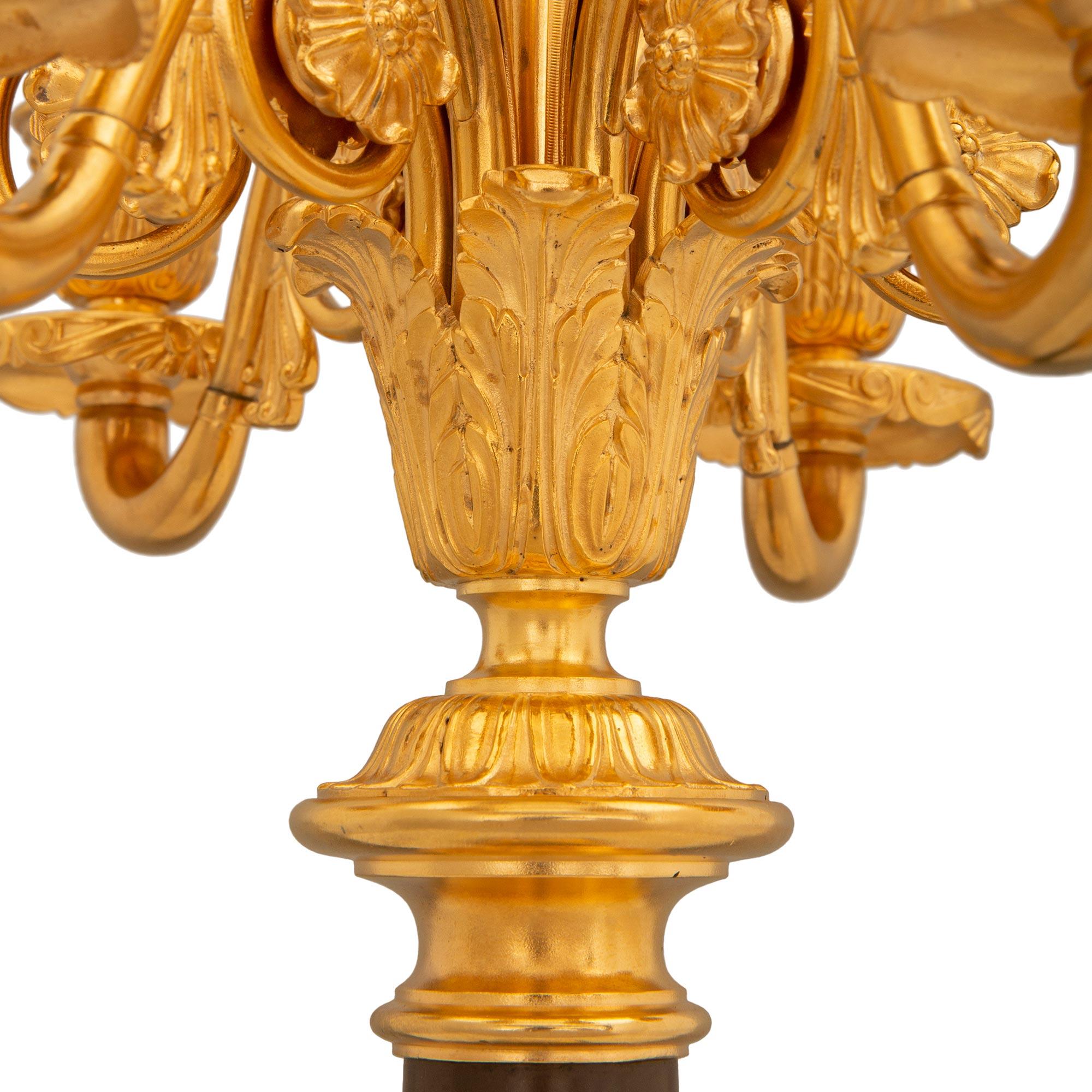 Paire de lampes françaises de style Louis XVI du 19ème siècle en bronze, bronze doré et marbre Bon état - En vente à West Palm Beach, FL