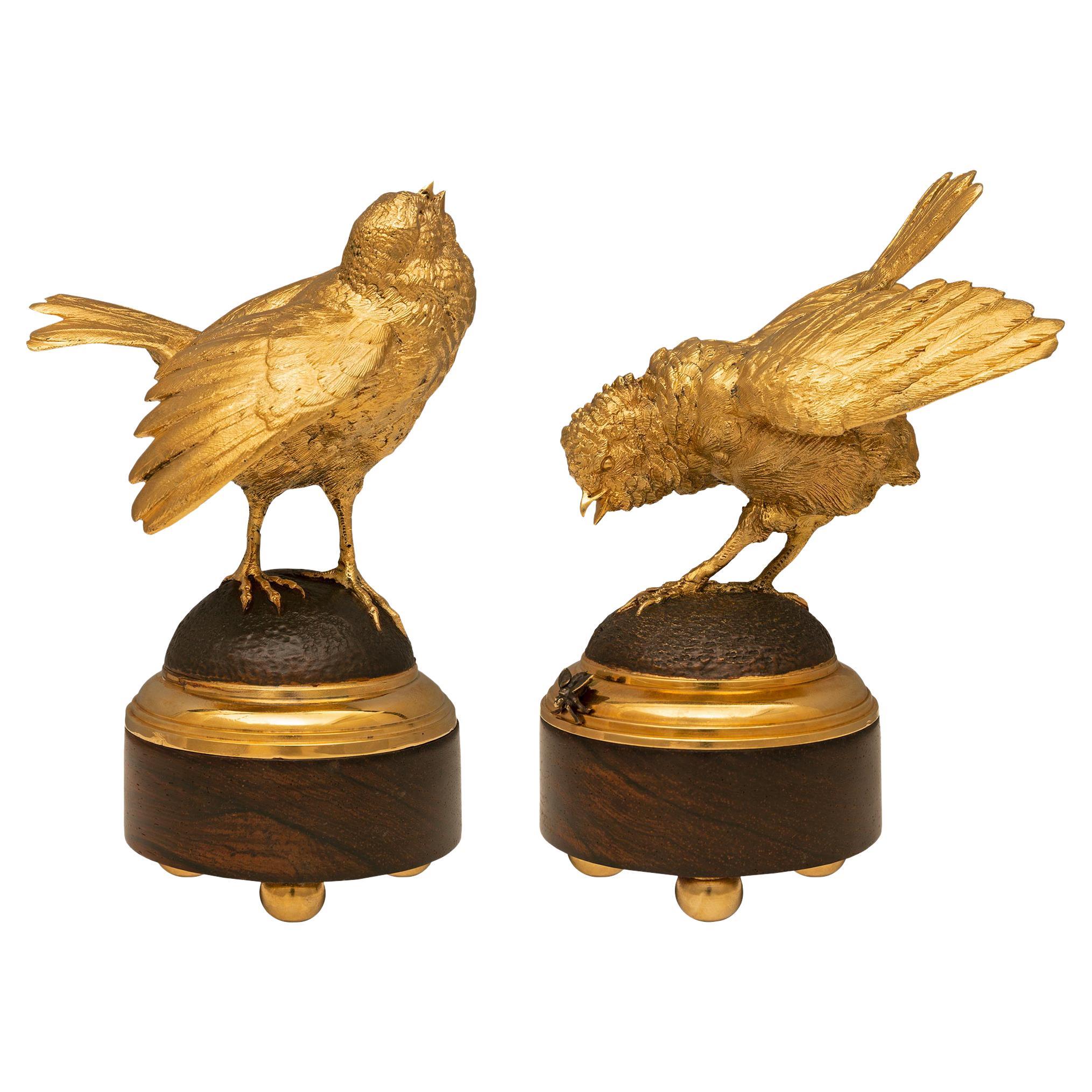 Pair of French 19th Century Louis XVI St. Bronze, Ormolu, and Walnut Statues