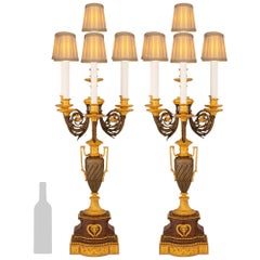 Paire de lampes candélabres Louis XVI du 19ème siècle, signées H. Picard
