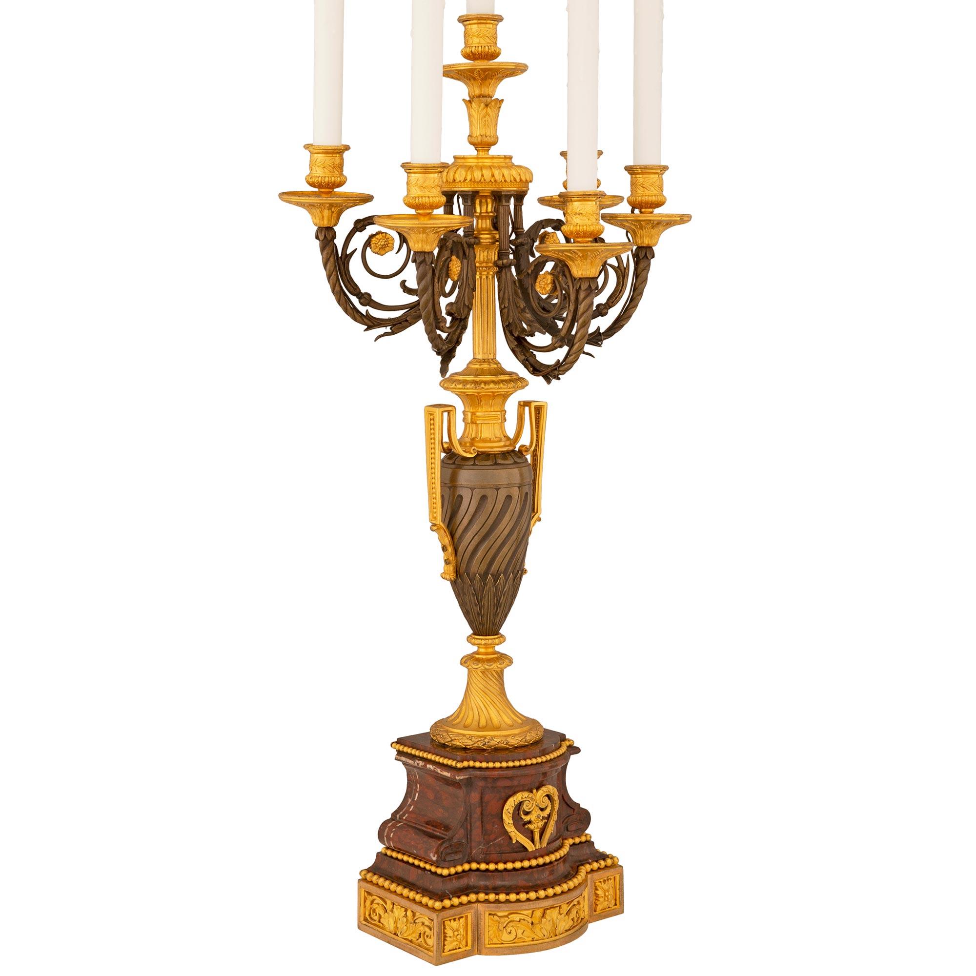 pair of French 19th century Louis XVI st. candelabra lamps, signed H. Picard In Good Condition For Sale In West Palm Beach, FL