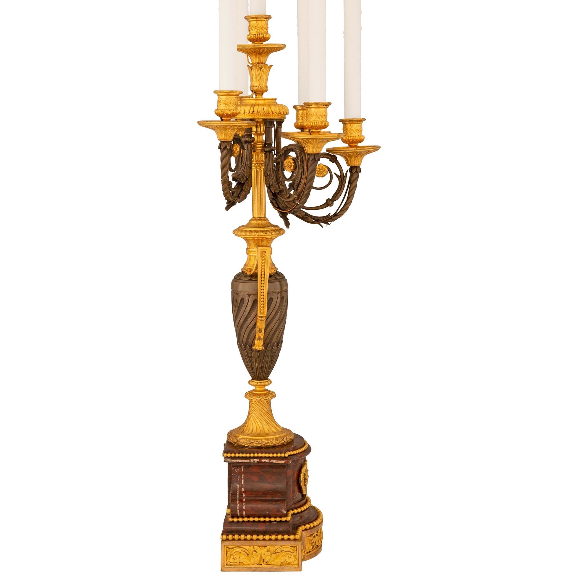 19th Century pair of French 19th century Louis XVI st. candelabra lamps, signed H. Picard For Sale