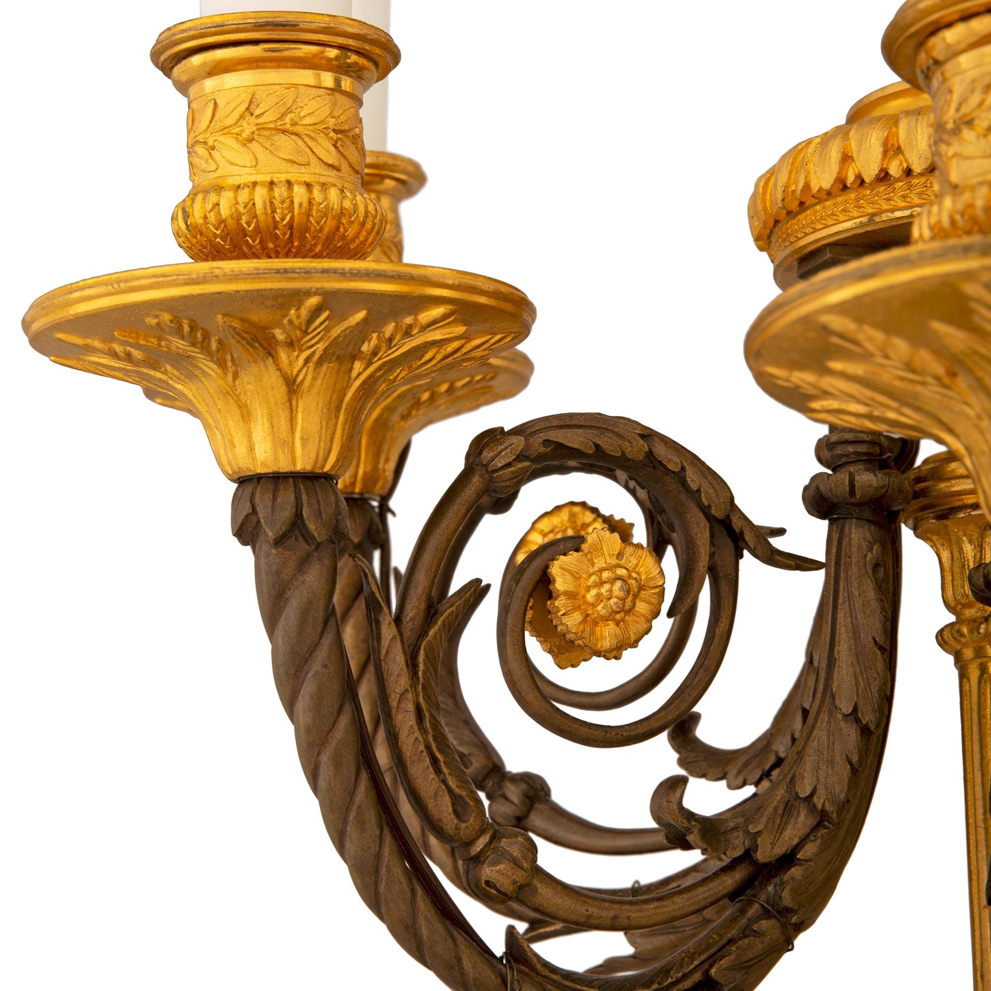 pair of French 19th century Louis XVI st. candelabra lamps, signed H. Picard For Sale 1