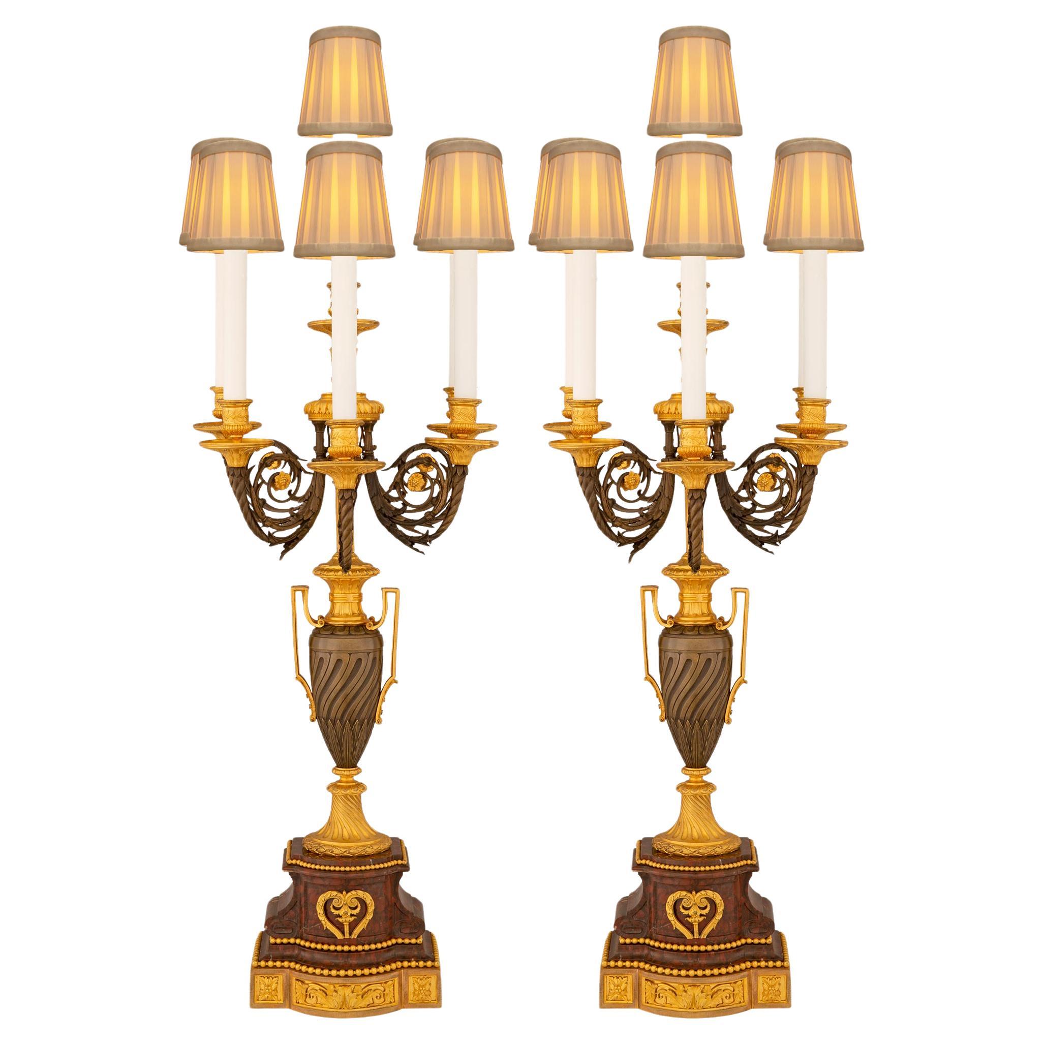 pair of French 19th century Louis XVI st. candelabra lamps, signed H. Picard For Sale