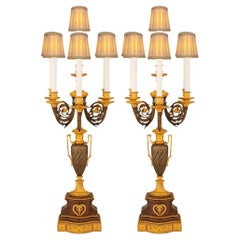 Antique pair of French 19th century Louis XVI st. candelabra lamps, signed H. Picard