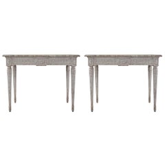 Pair of French 19th Century Louis XVI St. Faux Painted Marble Consoles