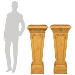 pair of French 19th century Louis XVI st. Faux Painted marble pedestals