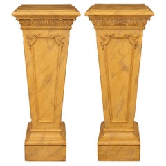 pair of French 19th century Louis XVI st. Faux Painted marble pedestals