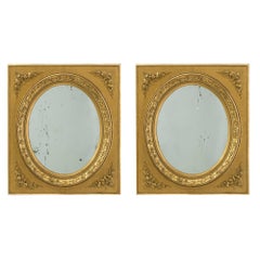 Pair of French 19th Century Louis XVI St. Gilt Wood Mirrors