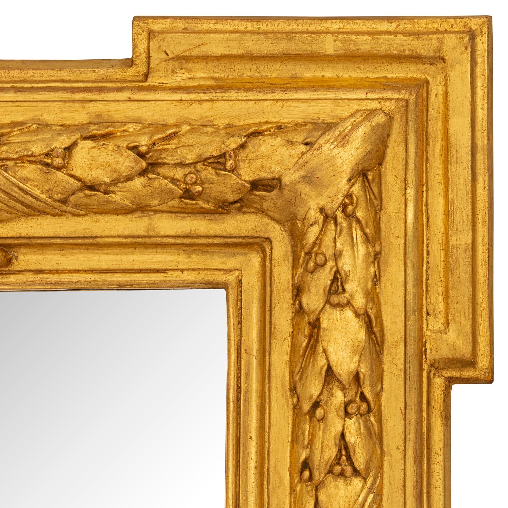 Pair Of French 19th Century Louis XVI St. Giltwood Mirrors For Sale 1