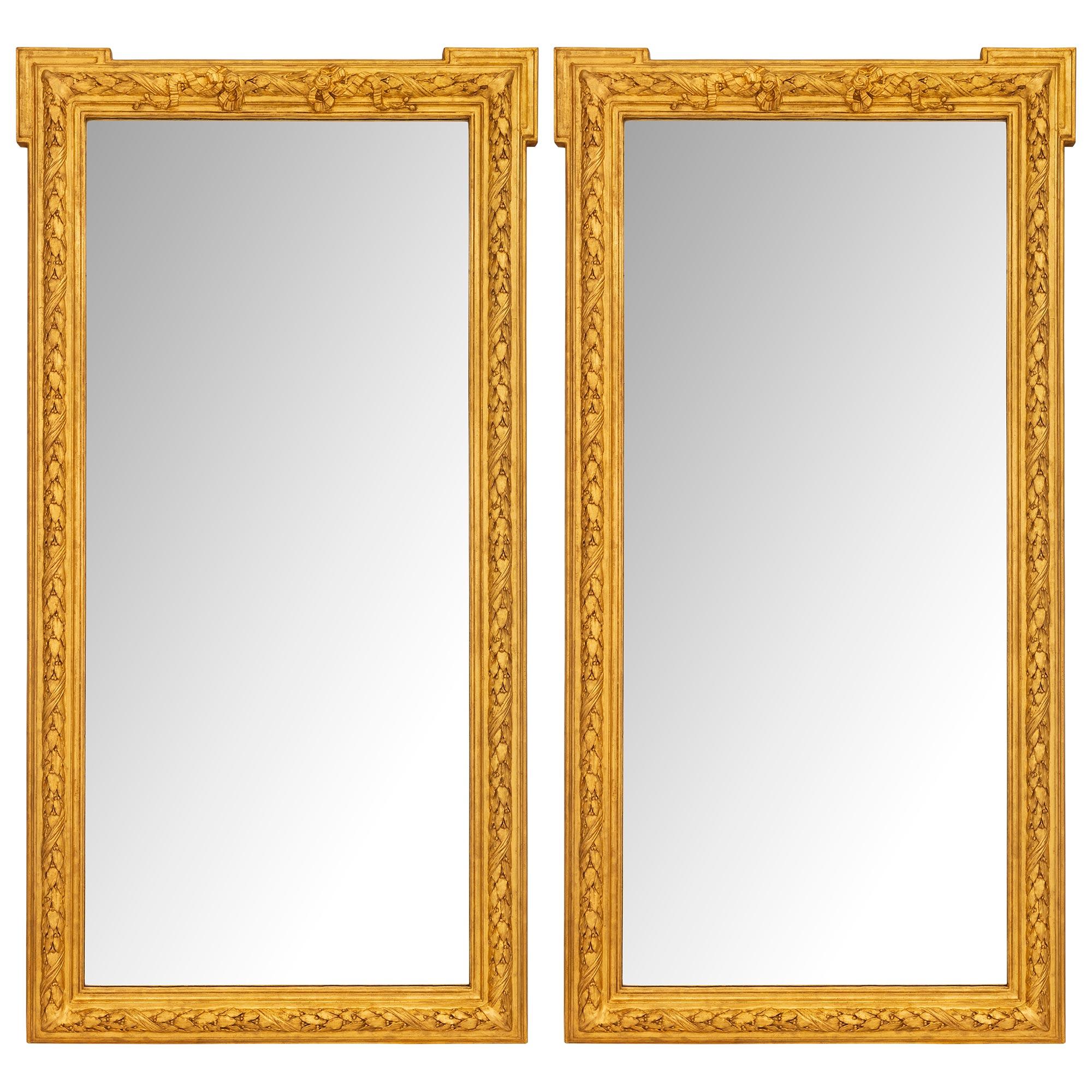 Pair Of French 19th Century Louis XVI St. Giltwood Mirrors For Sale 5