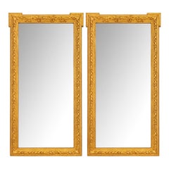 Paire de miroirs français Louis XVI du 19ème siècle en bois doré