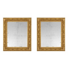 Pair of French 19th Century Louis XVI St. Giltwood Mirrors
