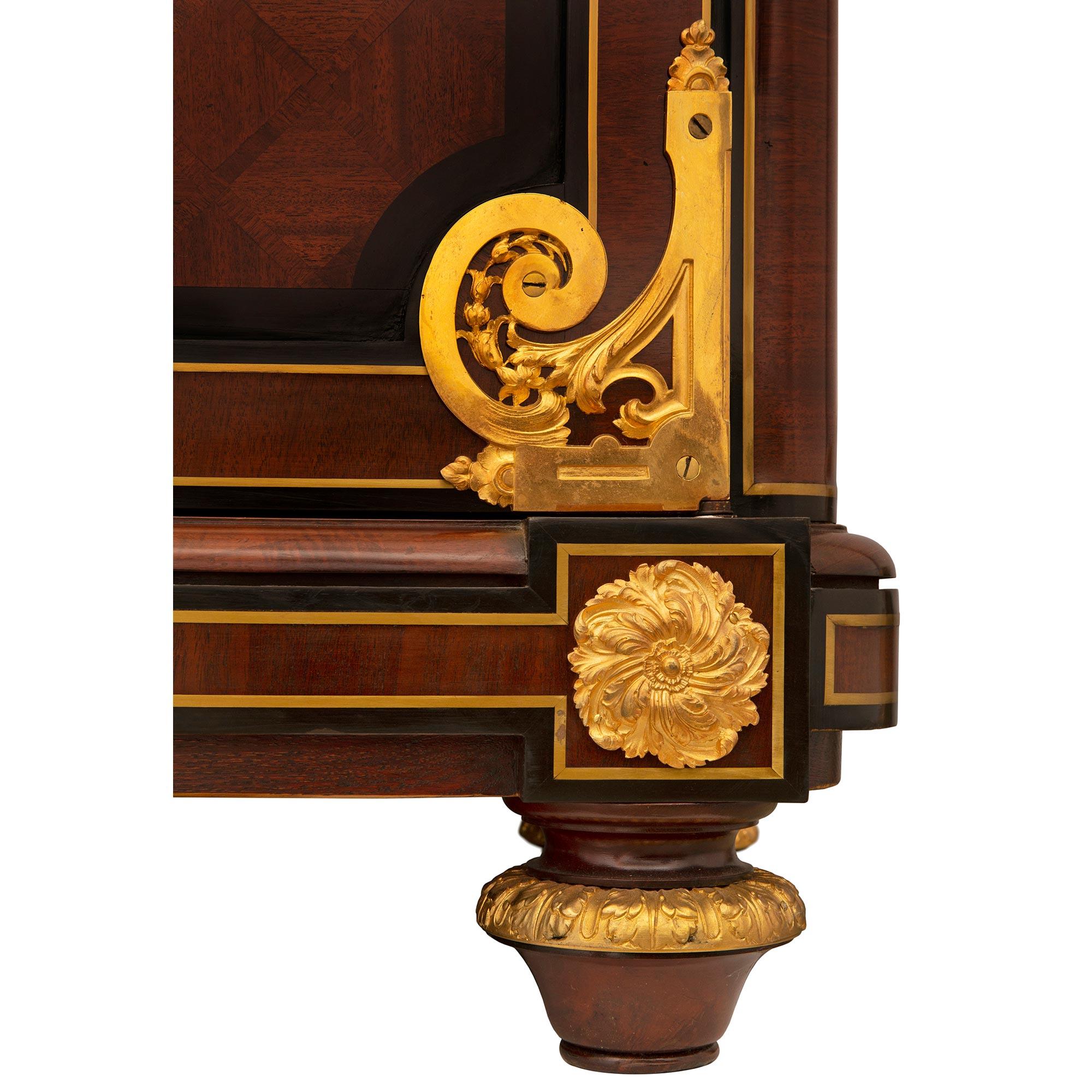 Pair of French 19th Century Louis XVI St. Mahogany and Ormolu Cabinets For Sale 5