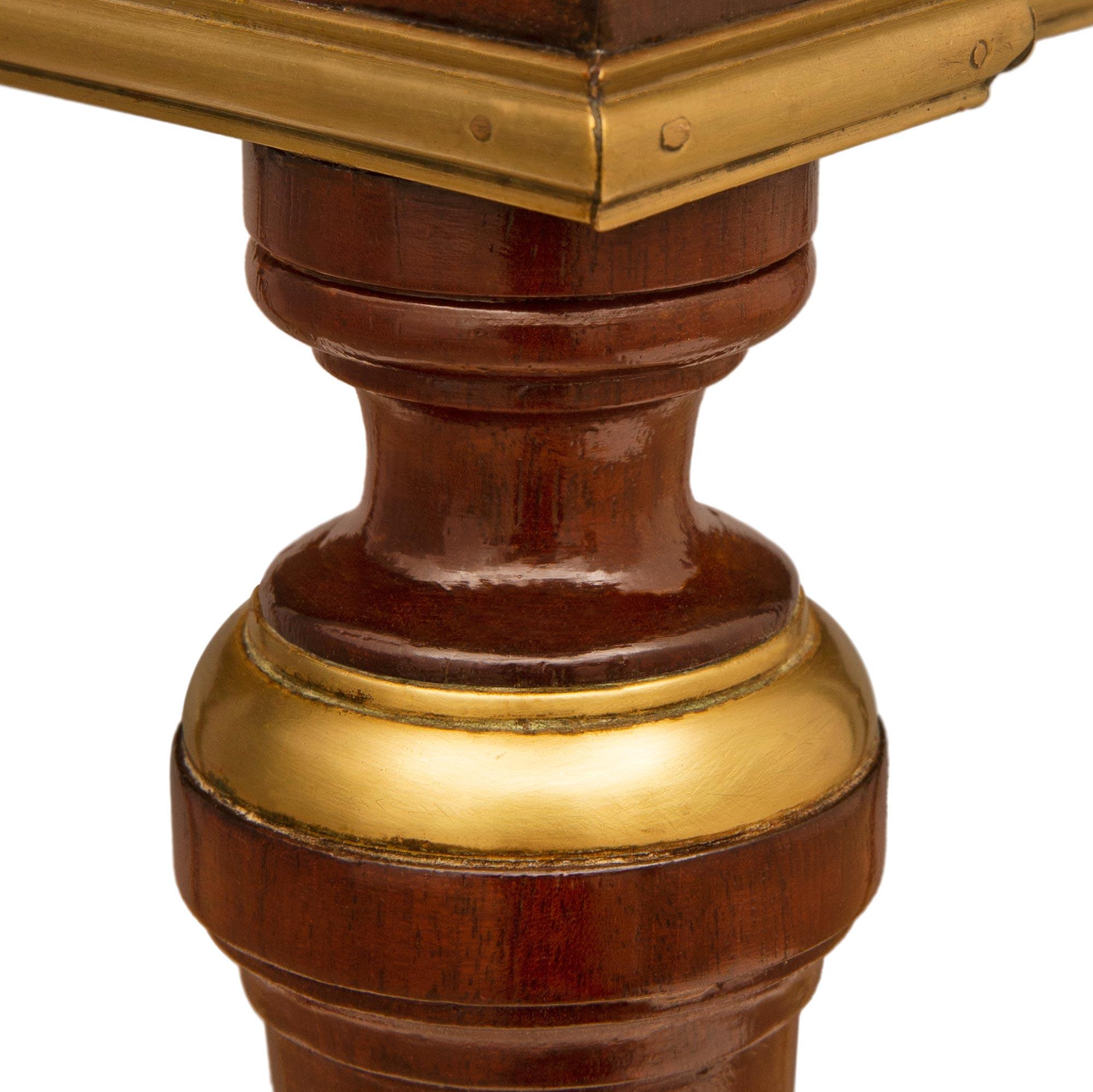 Pair Of French 19th Century Louis XVI St. Mahogany, Marble, & Ormolu Side Tables For Sale 3