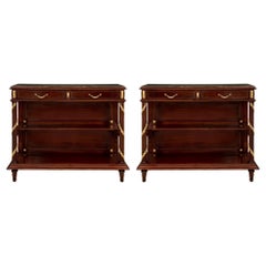 Pair of French 19th Century Louis XVI St. Mahogany, Ormolu and Marble Buffets