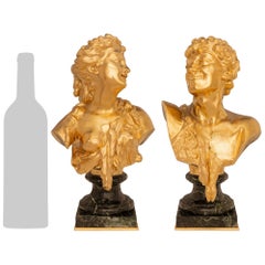 Paar französische Büsten aus Marmor und Ormolu aus dem 19. Jahrhundert (Louis XVI)