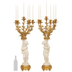 pair of French 19th century Louis XVI st. marble and Ormolu candelabras