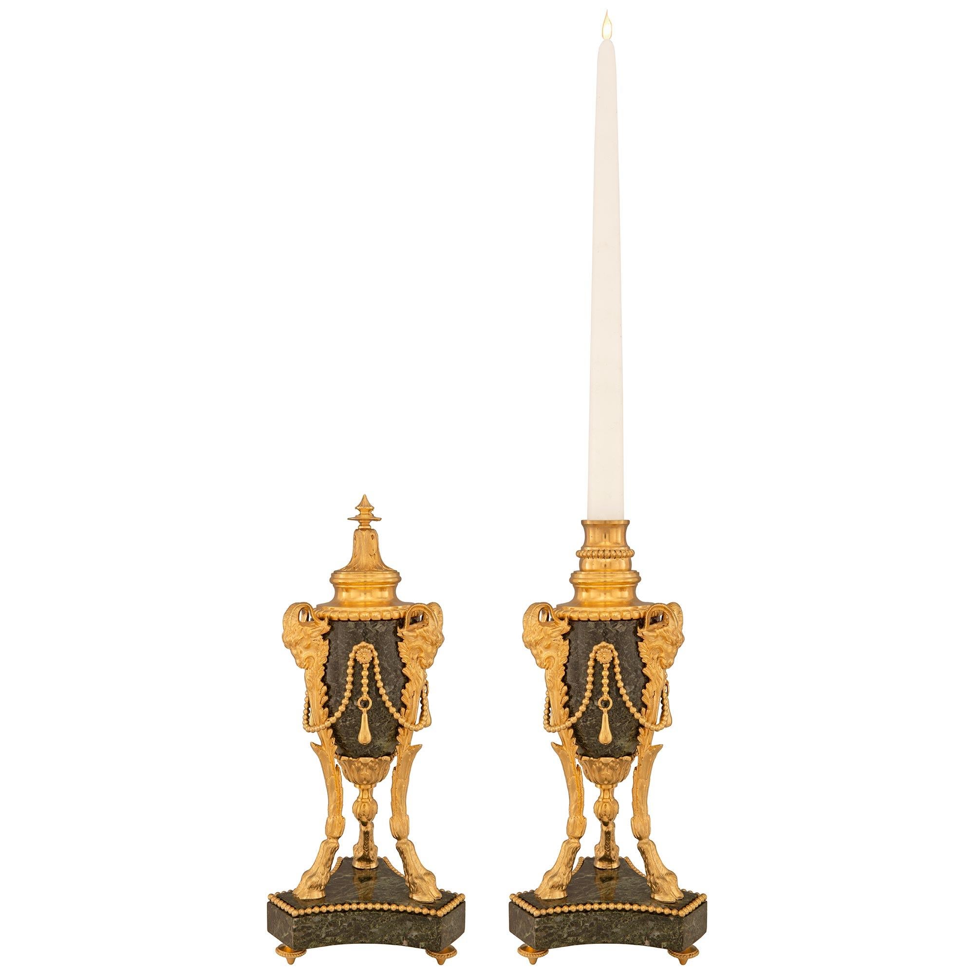 Pair of French 19th Century Louis XVI St. Marble and Ormolu Cassolettes For Sale 4