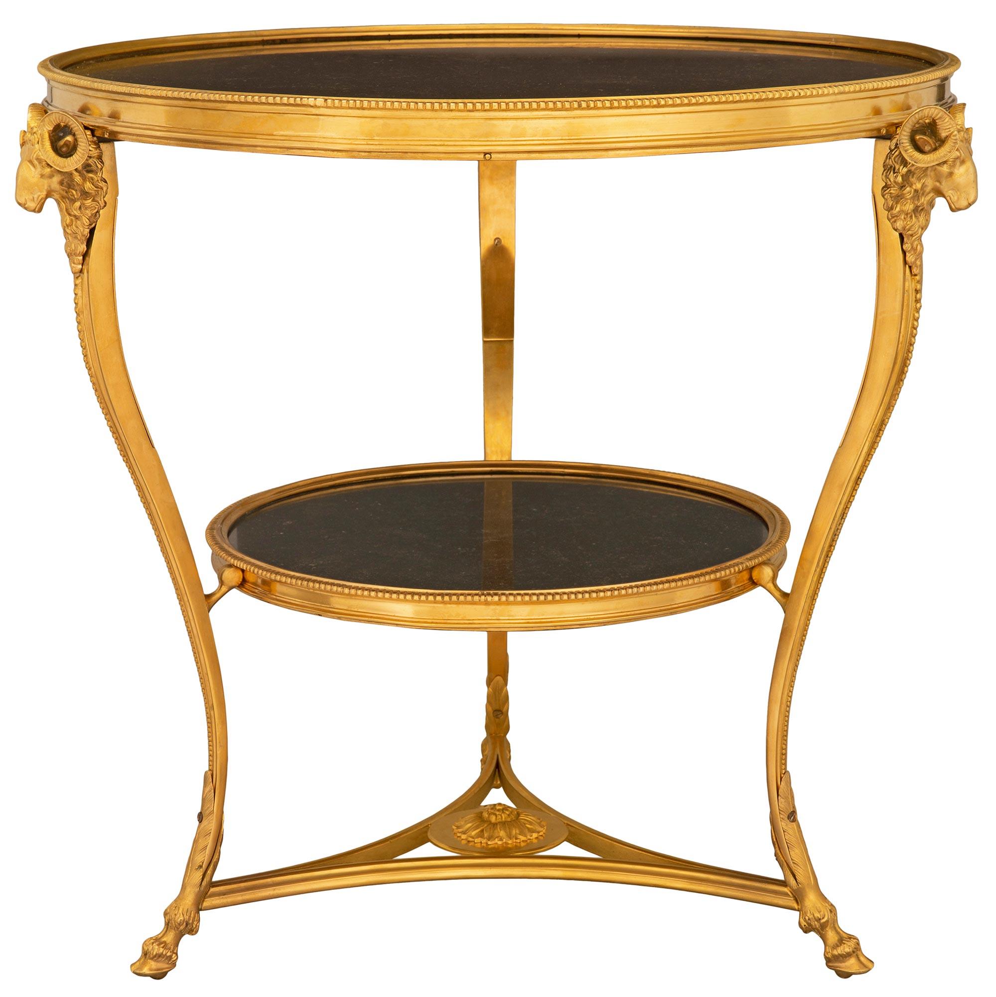 Pair of French 19th Century Louis XVI St. Marble & Ormolu Guéridon Side Table For Sale 1