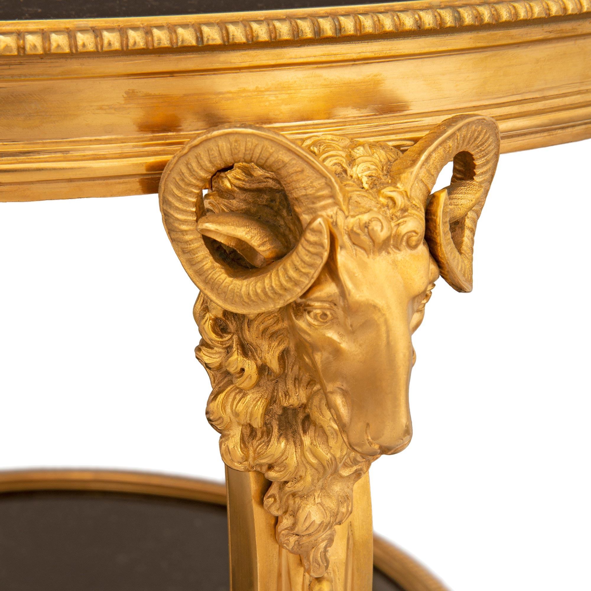 Pair of French 19th Century Louis XVI St. Marble & Ormolu Guéridon Side Table For Sale 2